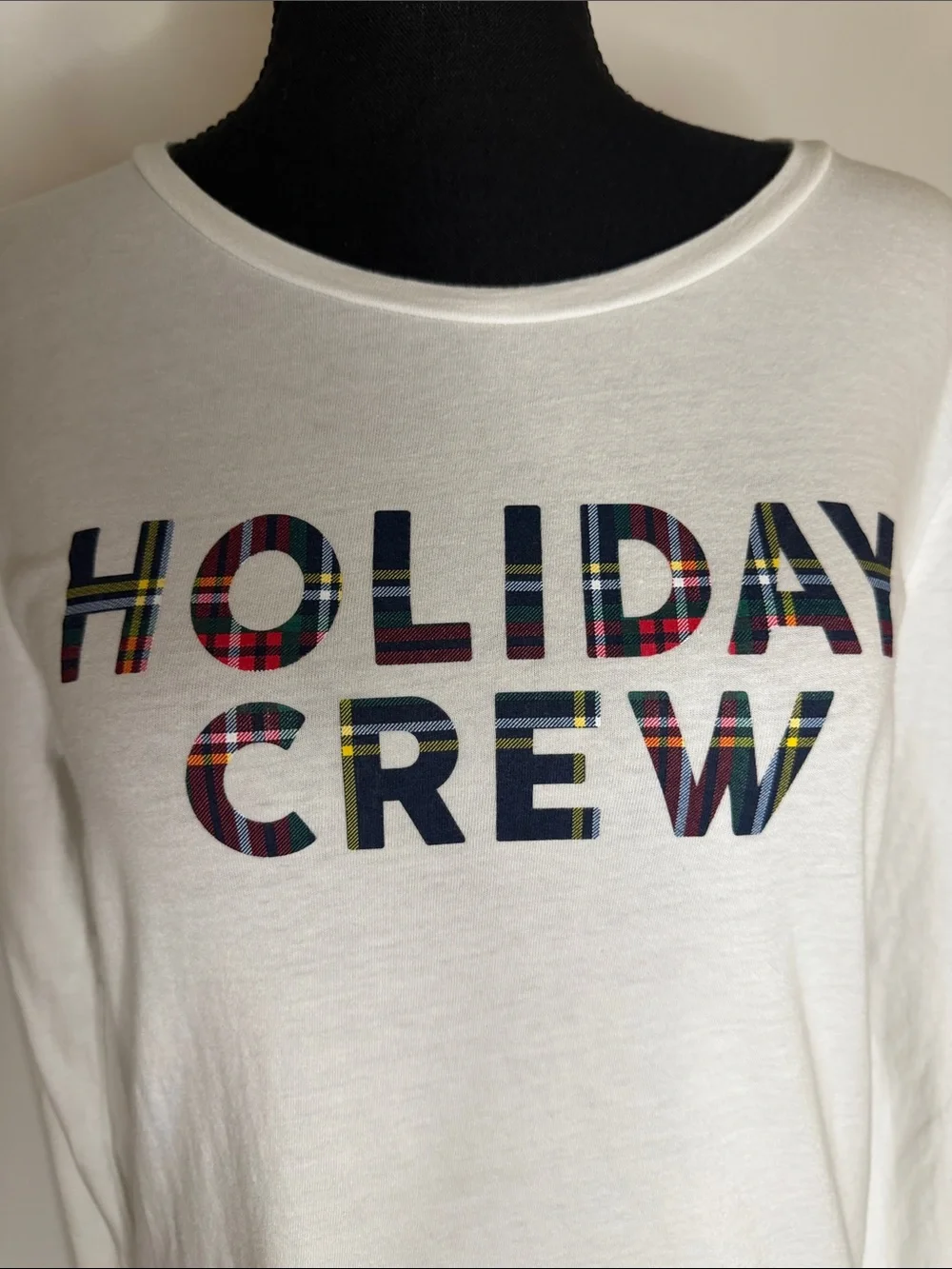 WHITE J.CREW HOLIDAY CREW GRAPHIC COTTON LONG SLEEVE TEE